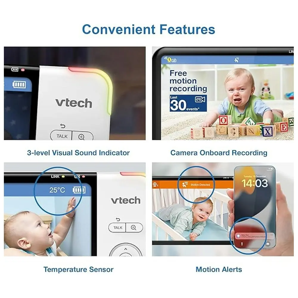 VTech 2-Camera 7 Inch HD Pan & Tilt Video Baby Monitor With Remote Access 720p