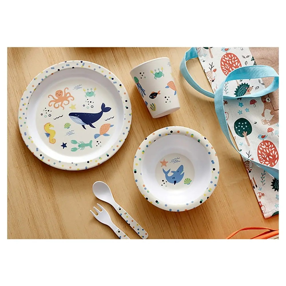 Ladelle Kids/Children Ocean Kids/Child Melamine Dinner Plate/Knife/Fork/Cup Set