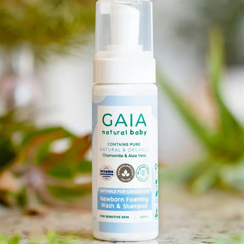 Gaia 150ml Natural Baby New Born Foaming Shampoo & Wash 0m+ Soap Free/Organic