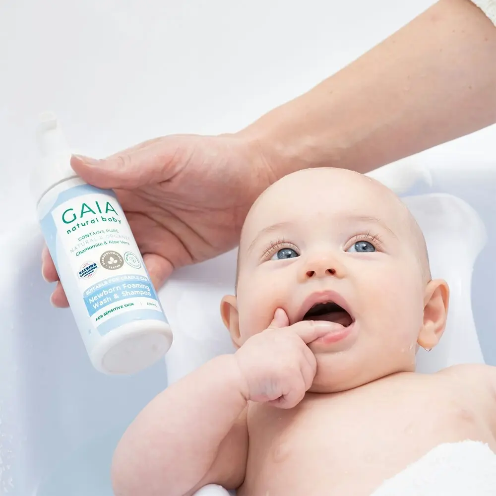 Gaia 150ml Natural Baby New Born Foaming Shampoo & Wash 0m+ Soap Free/Organic