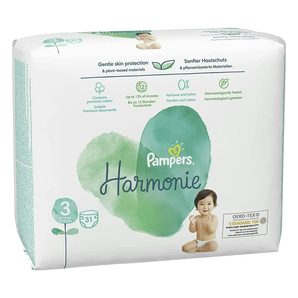 4x 31pc Pampers Harmonie Hypoallergenic Baby Nappies Unisex Diaper Size 3 6-10kg