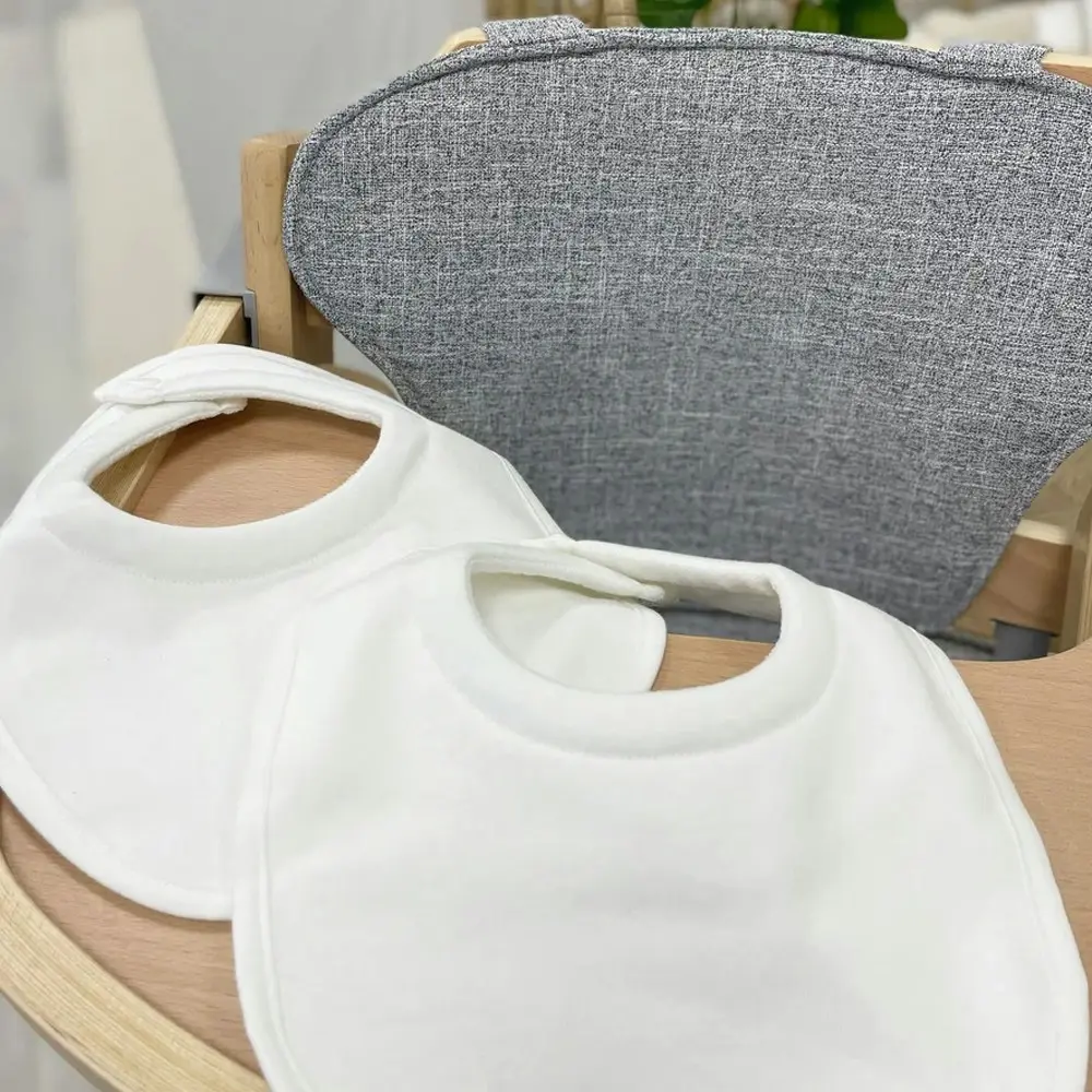 2PK Bubba Blue 21x24cm Organic Cotton Dribble Bibs Baby Feeding 0-12m Off White