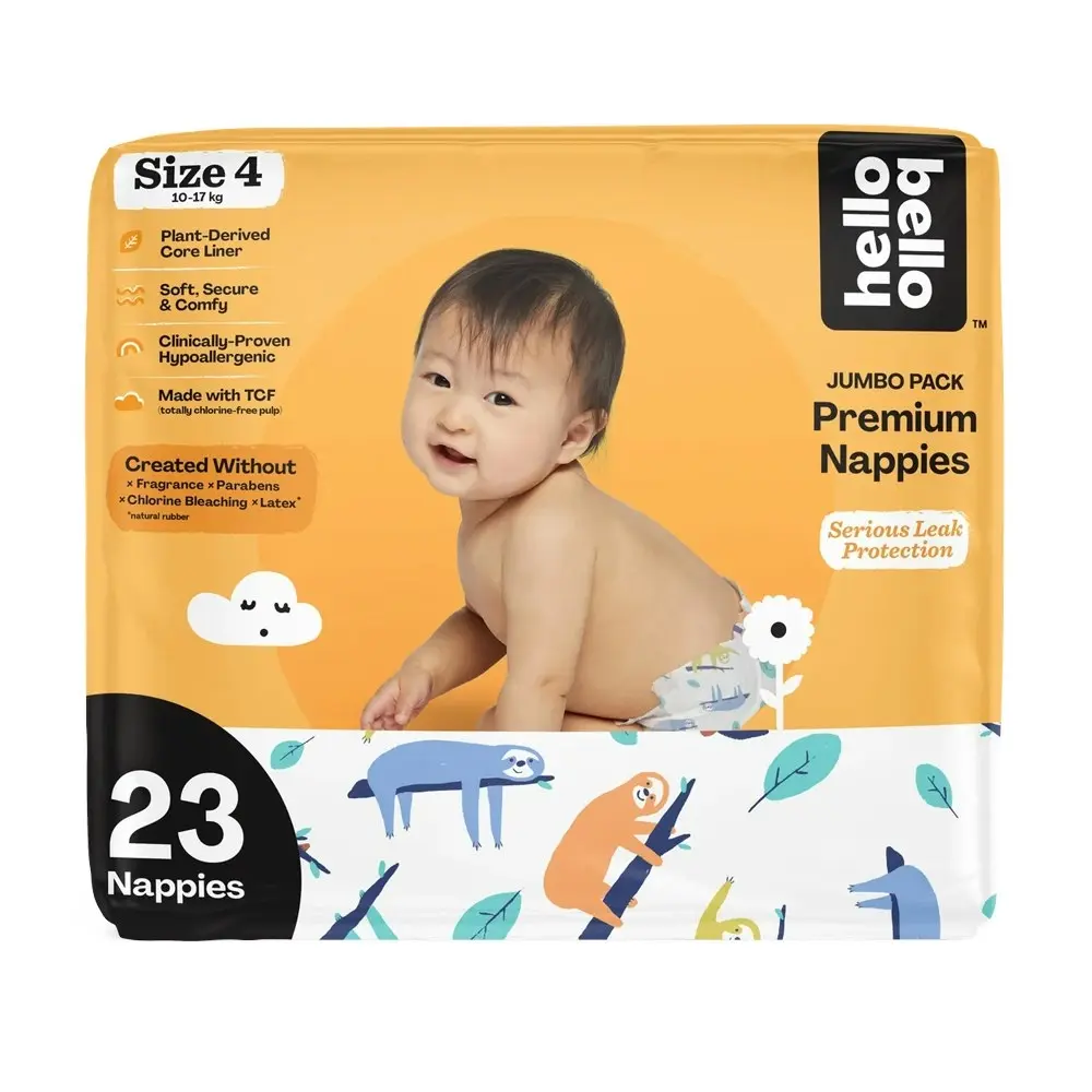 92x Hello Bello Jumbo Hypoallergenic Premium Baby Nappies/Diaper Size 4 10-17kg