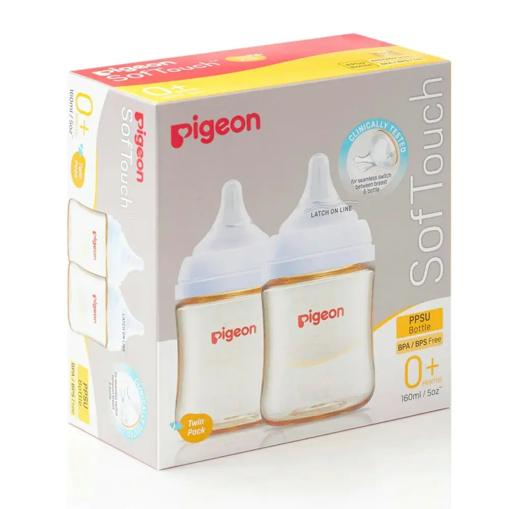 2pc PIGEON SofTouch Anti-Colic Baby/Newborn Feeding Milk Bottle PPSU 160ml 0m+