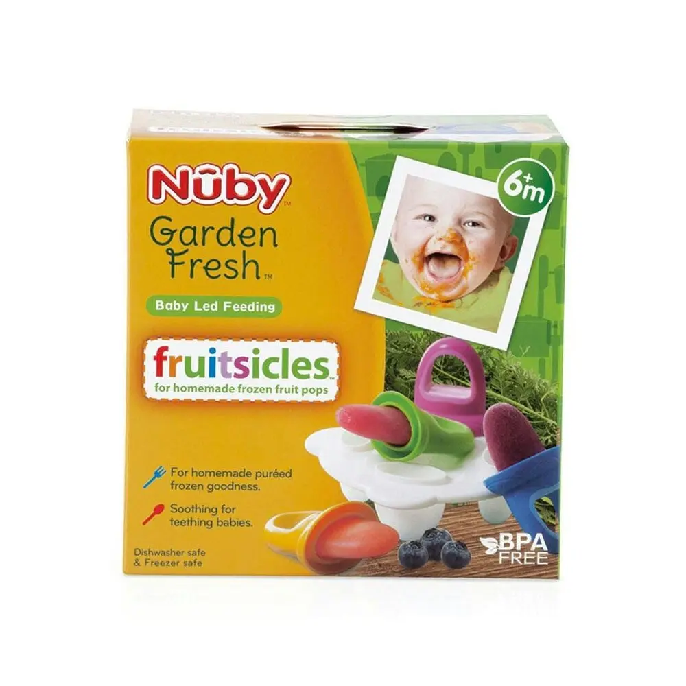 Nuby Garden Fresh 4 Compartment Fruitsicle Ice Pop Freezer Tray 6m+ Assorted