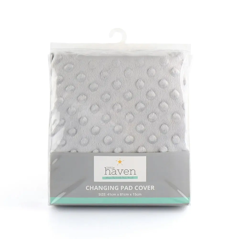 2x Little Haven Infant Polyester Changing Pad Cover Sleeve Dot Velour 81cm Grey