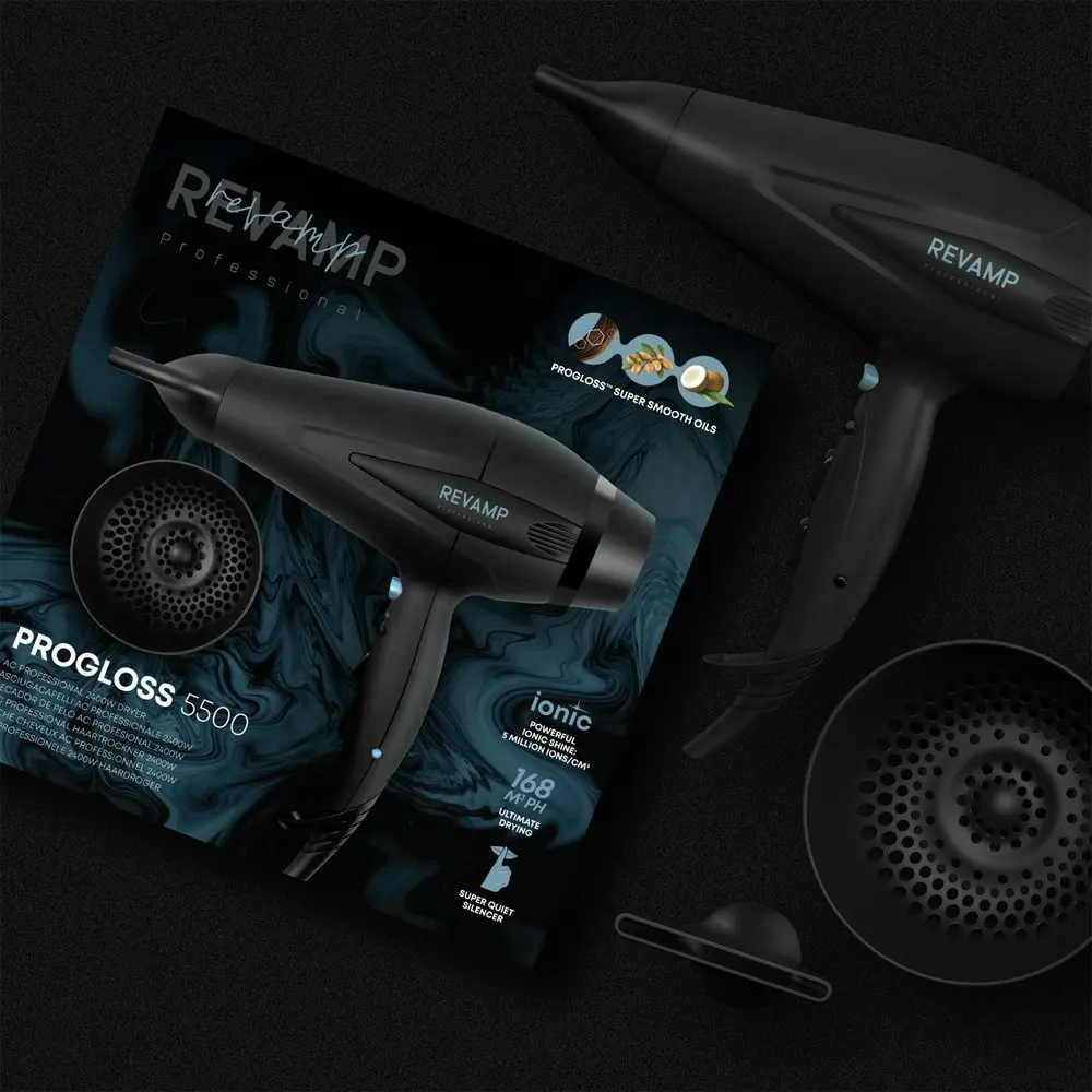 Revamp Professional Hair Progloss 5500 AC 2400W Hair Dryer Styling Tool Set