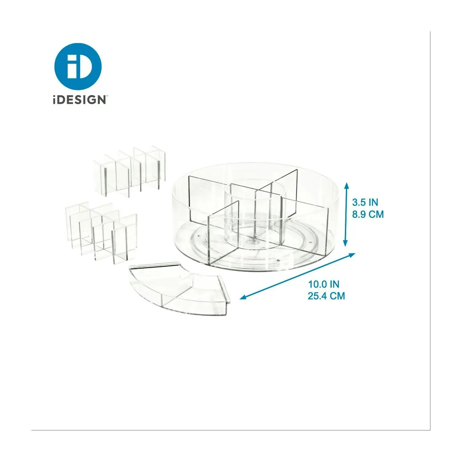 Idesign 25.4cm Cosmetic Carousel Makeup Storage Organiser Clear/Matte White