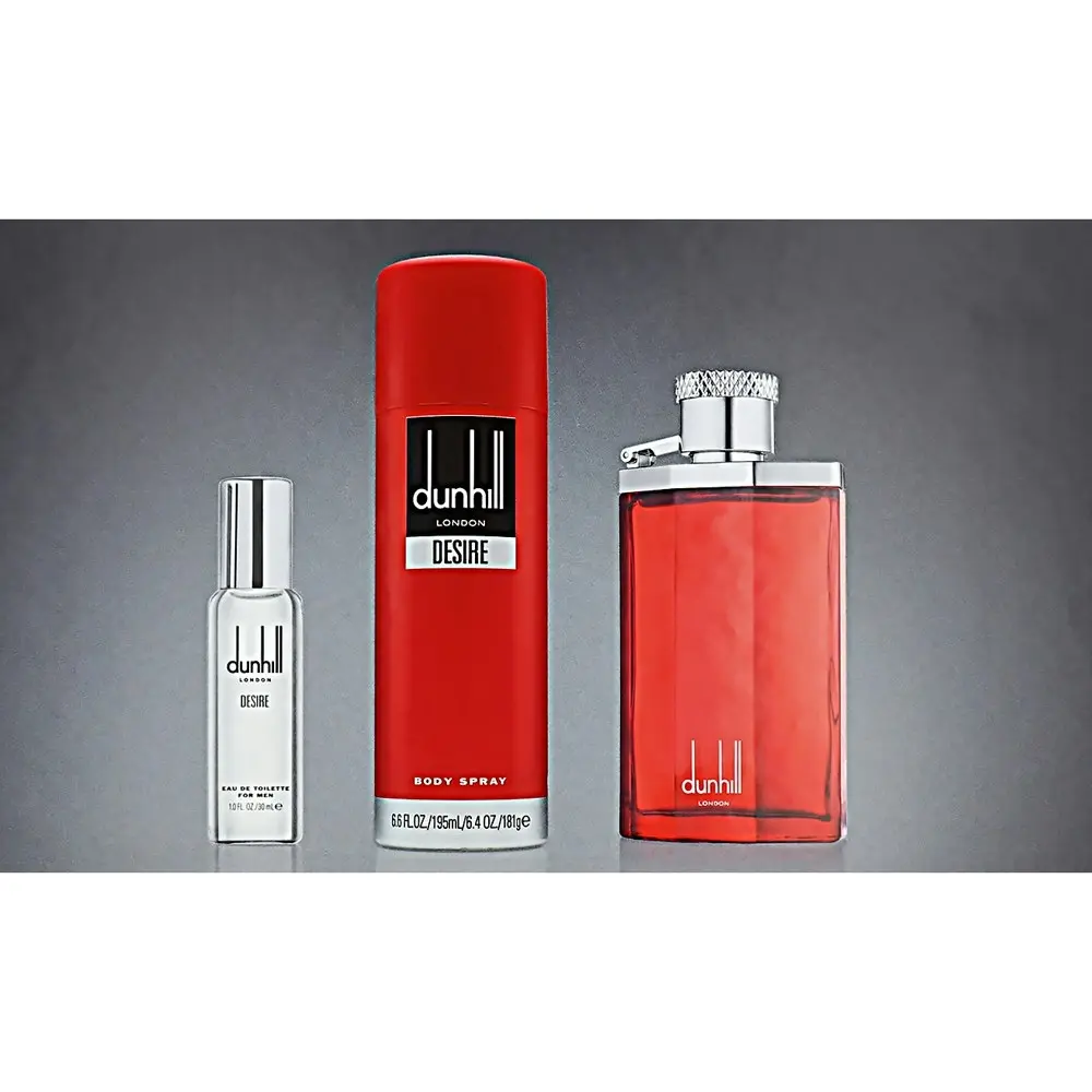 3pc Dunhill Desire Red 100ml/30ml EDT Fragrance Scent & 200ml Body Spray Set