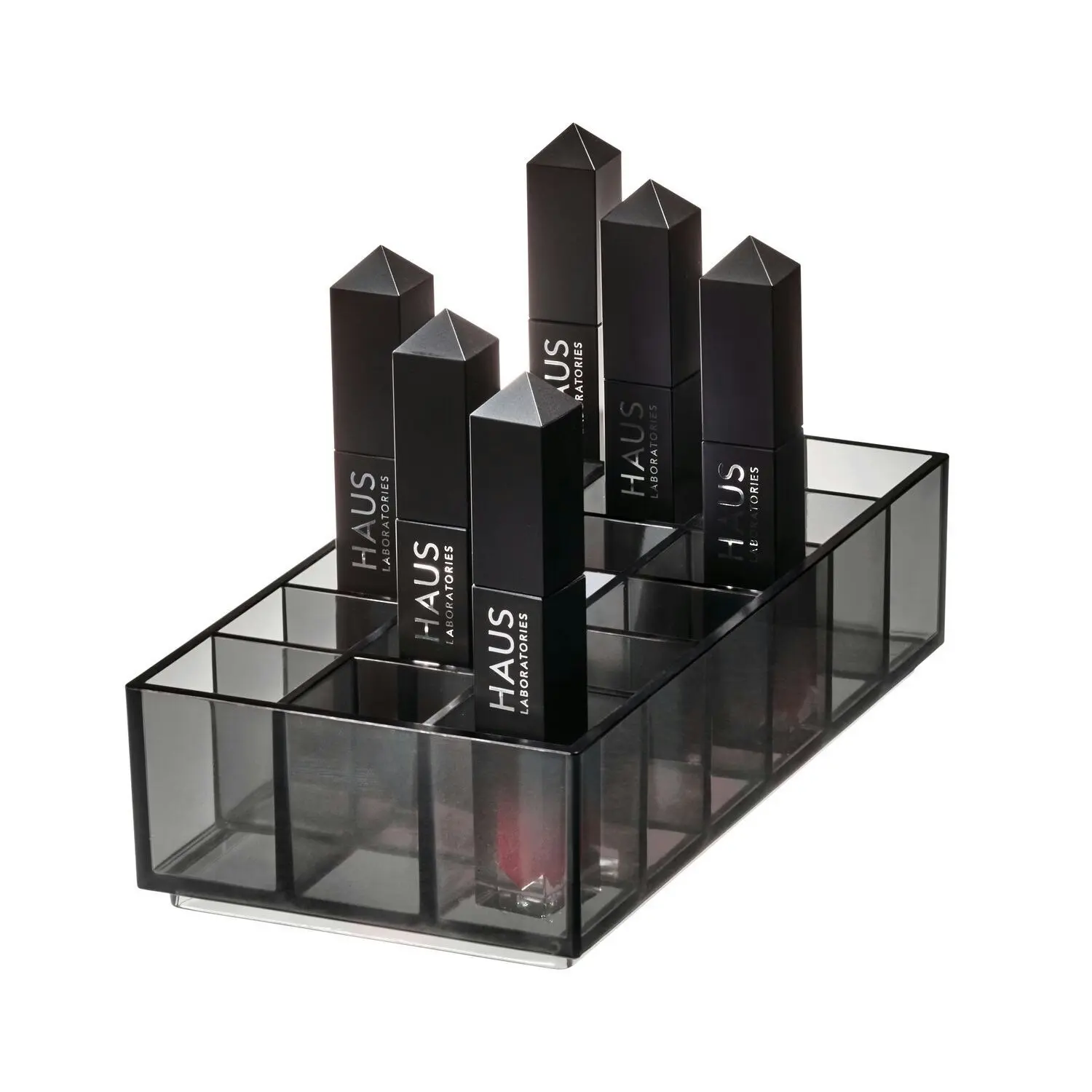 Idesign 20.32x10.16cm Cosmetic Lip Station Lipstick Organiser Smoke/Matte Black