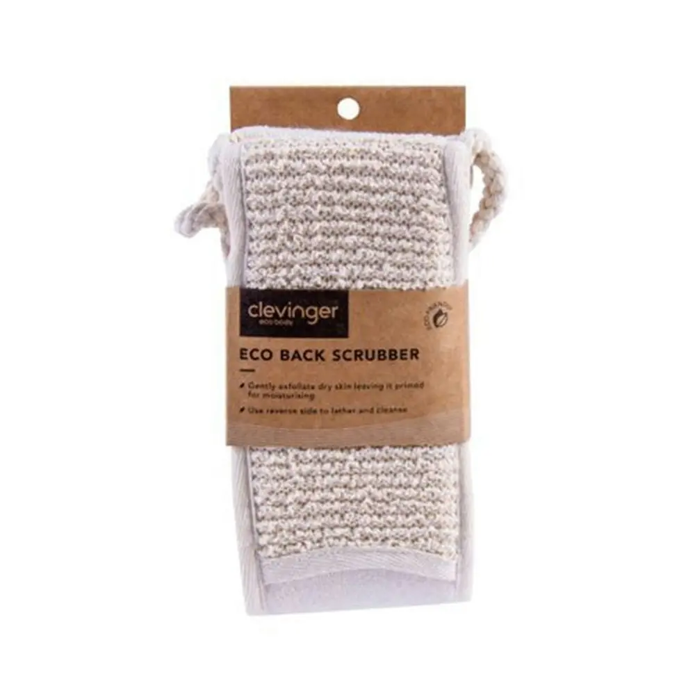 3x Clevinger Eco Double Sided Cotton/Hemp & Sponge Back Scrubber 8.5x69cm