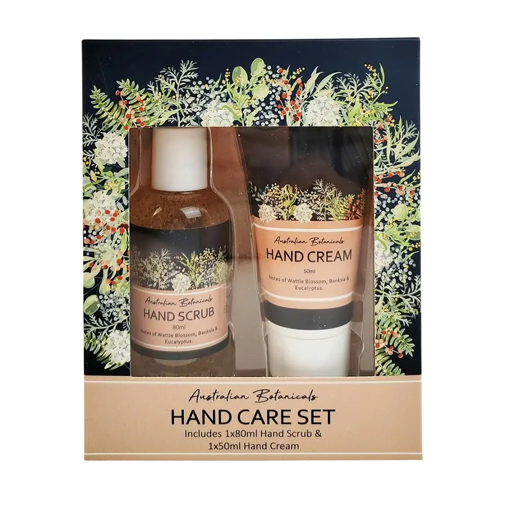 2x 2pc Urban Evie Floral 80ml Hand Scrub & 50ml Cream Care Moisturising Set Navy