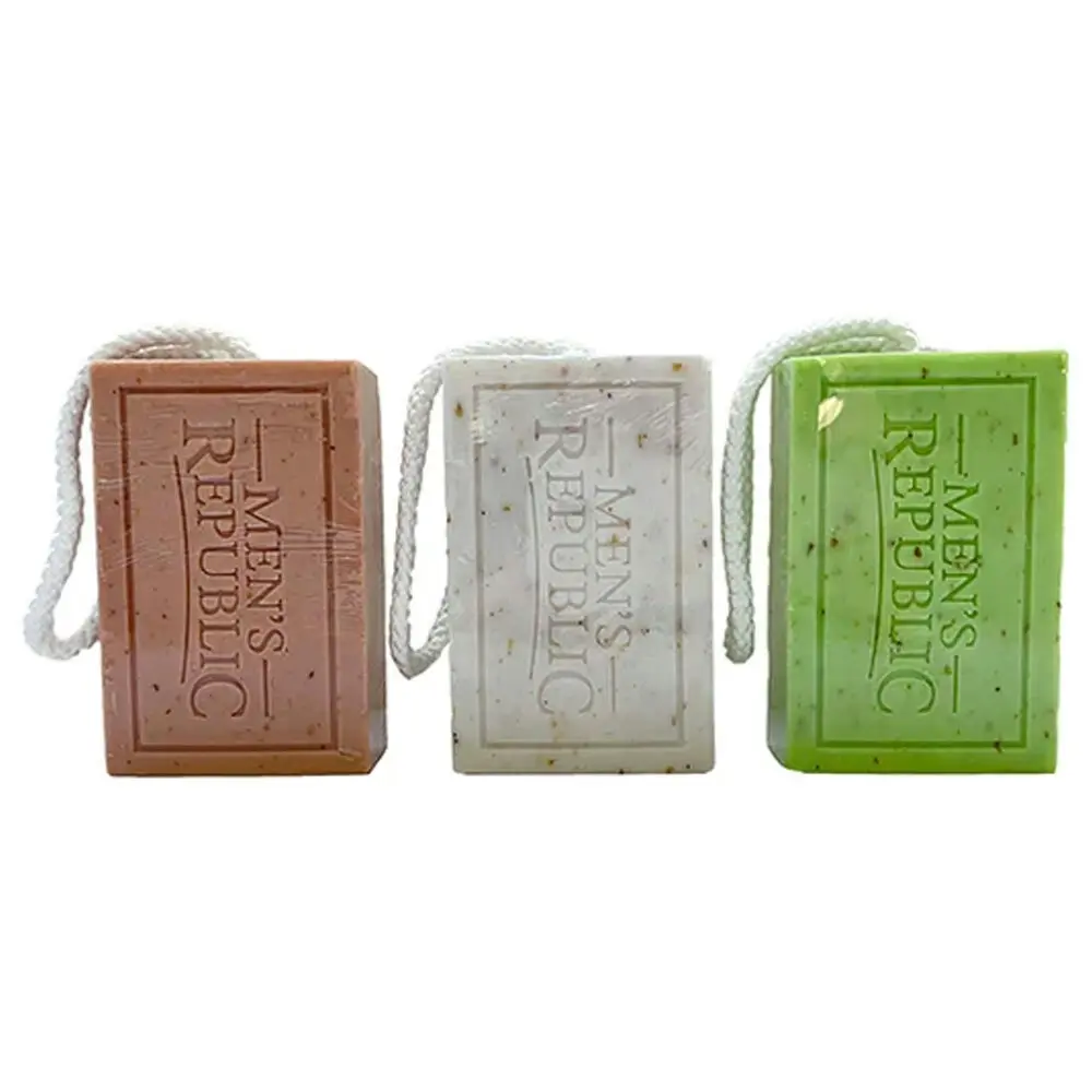 6pc Men's Republic Logo Soap-on-a-Rope Bergamot & Sandalwood Body Bar Soap