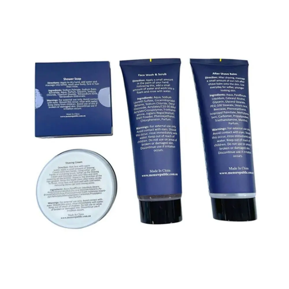 4pc Men's Republic Grooming Kit - Shave and Cleanse Gifting Travel Set