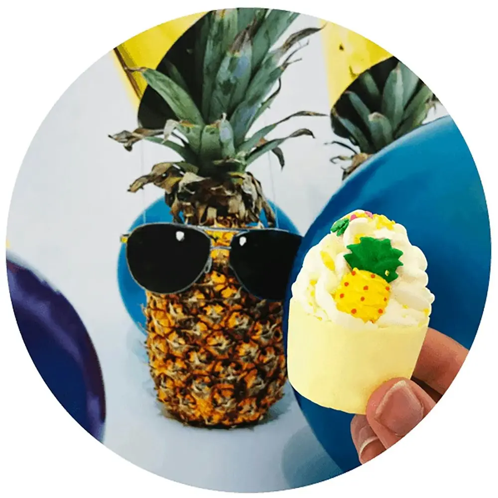 3PK Bomb Cosmetic Pineapple Party Bath Bomb Mallow Fragrance Bathing Tub Fizzy