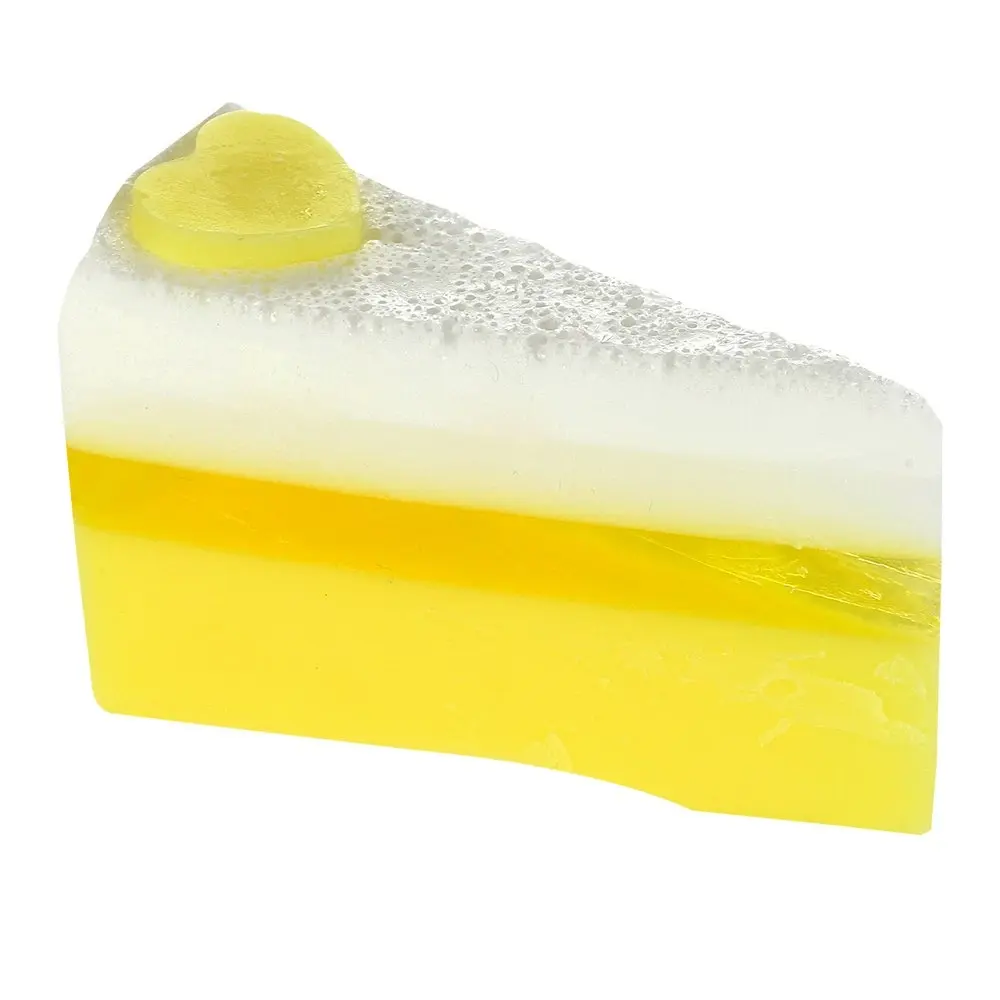 2PK Bomb Cosmetics Lemon Meringue Delight Scented Bath Soap Cake Slice Body Bar