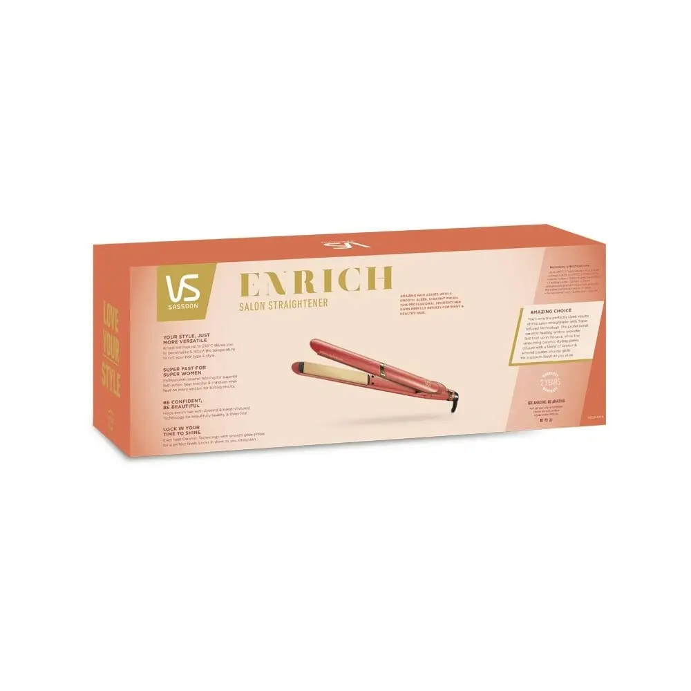 VS Sassoon Electric Enrich Salon Grade Hair Straightener Hot Styling Tool