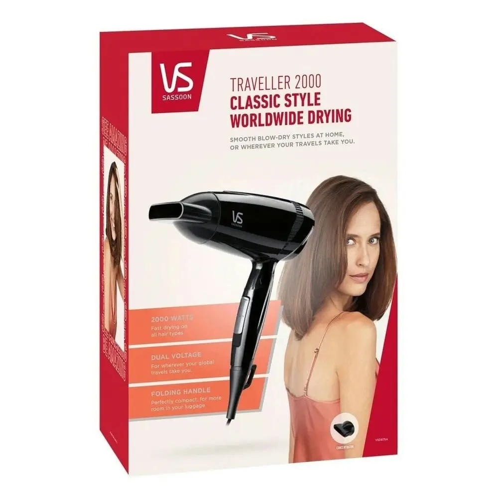 VS Sassoon Electric Traveller Compact Hair Dryer Hot Styling Tool 2000W