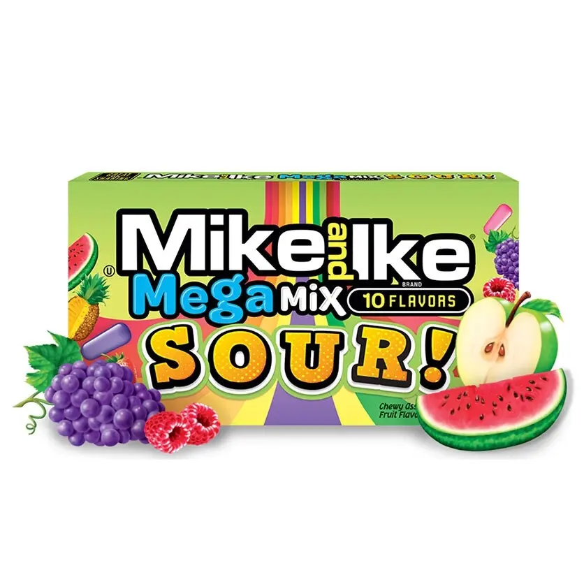 2x Mike & Ike 141g Mega Mix 10 Sour Fruit Flavoured Confectionery Chewy Candy