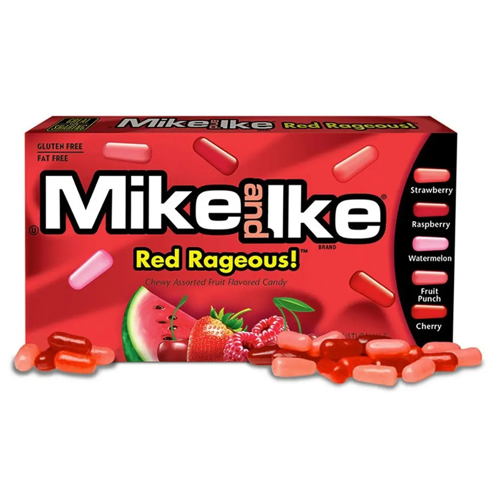 2x Mike & Ike 141g Red Rageous Assorted Fruits Chewy Confectionery Candy/Sweet