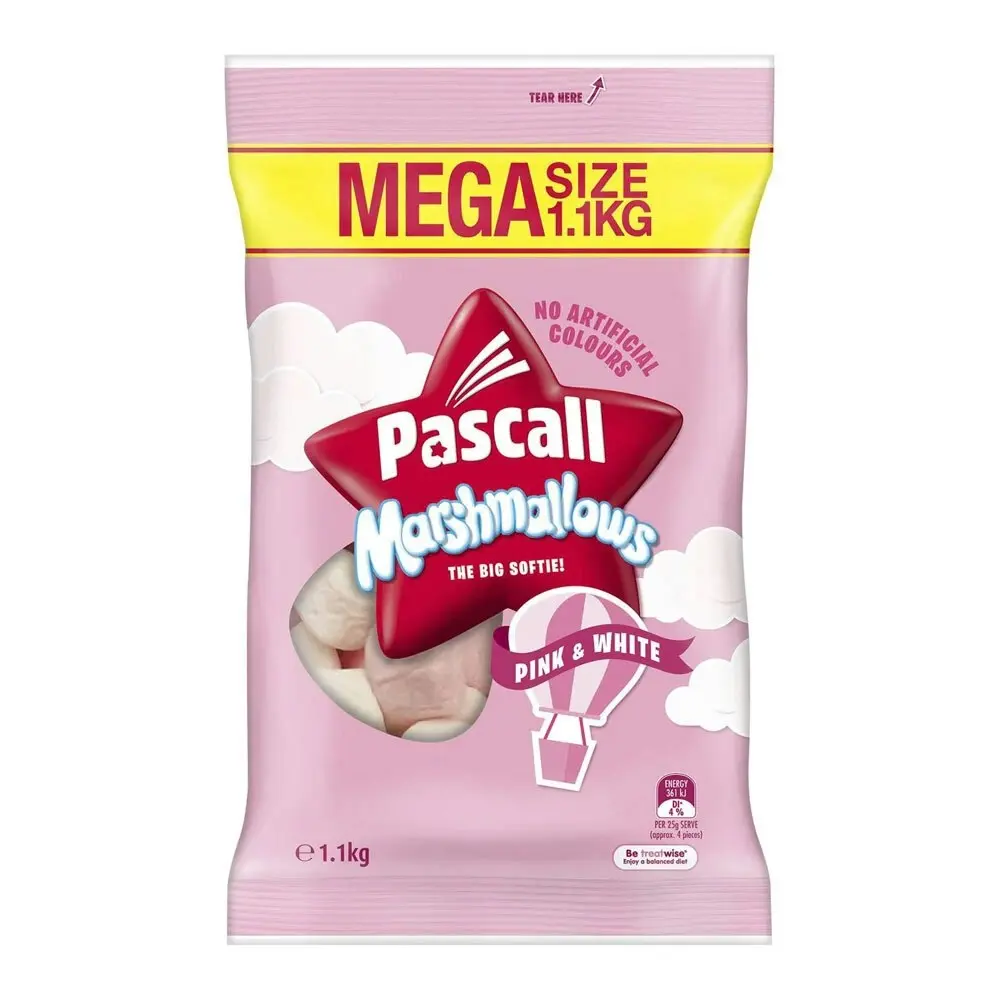 3PK Pascall The Big Softie Pink & White Vanilla/Raspberry Marshmallows 1.1kg