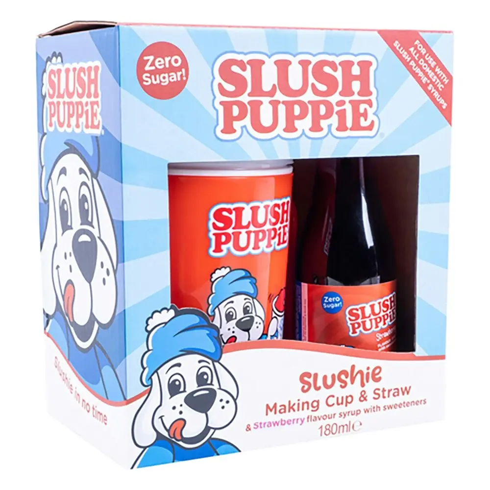 Fizz Creations Slush Puppie Making Cup & Strawberry Syrup Drink Maker Fun Set