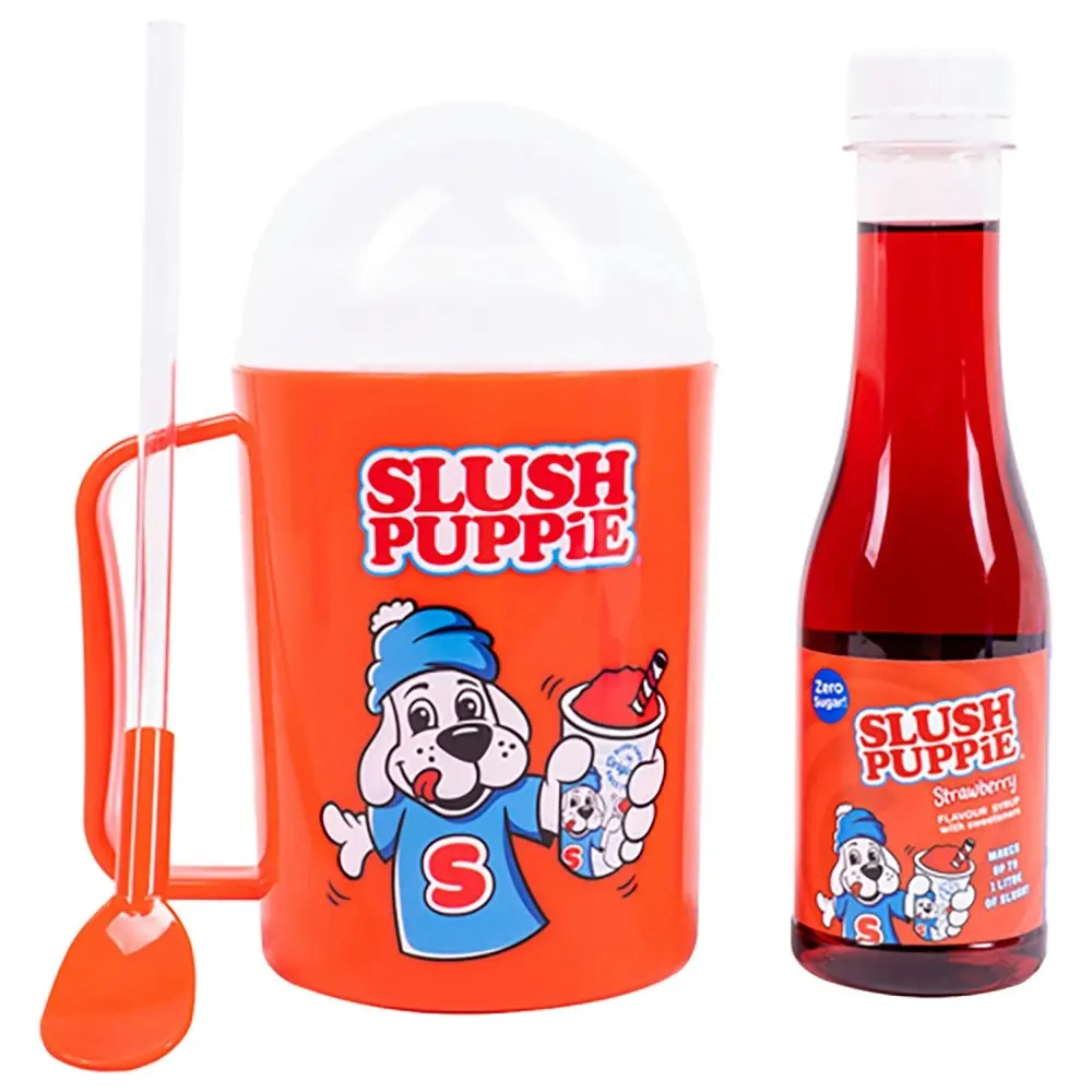 Fizz Creations Slush Puppie Making Cup & Strawberry Syrup Drink Maker Fun Set