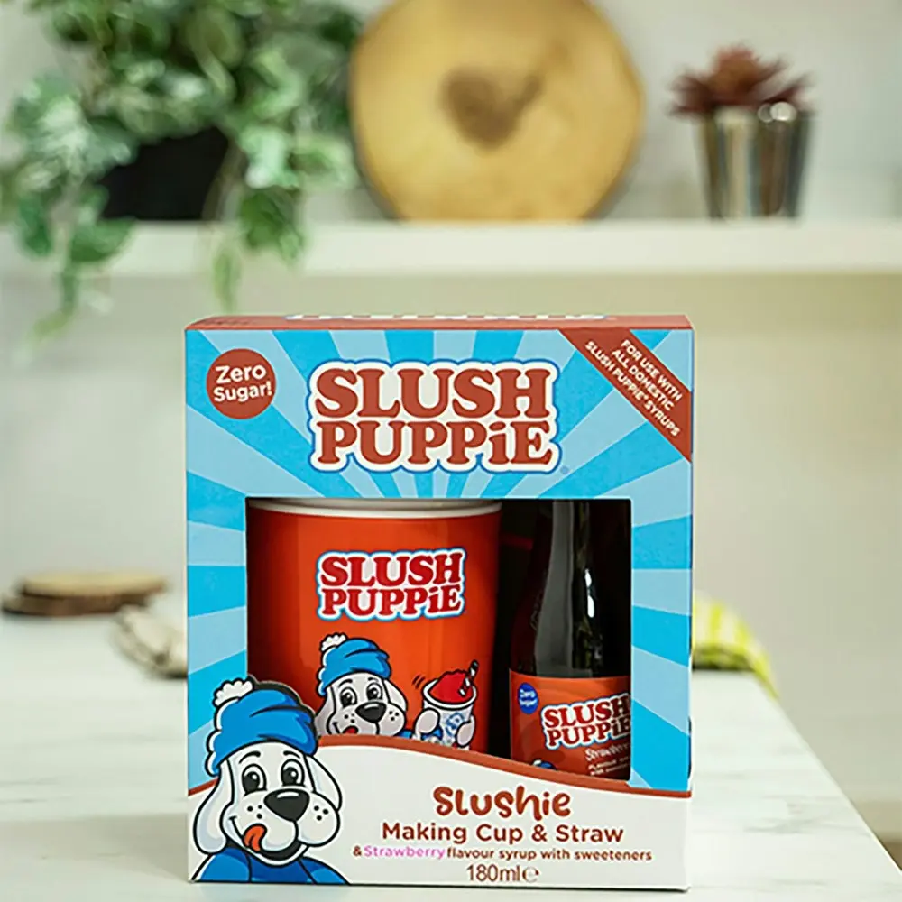 Fizz Creations Slush Puppie Making Cup & Strawberry Syrup Drink Maker Fun Set