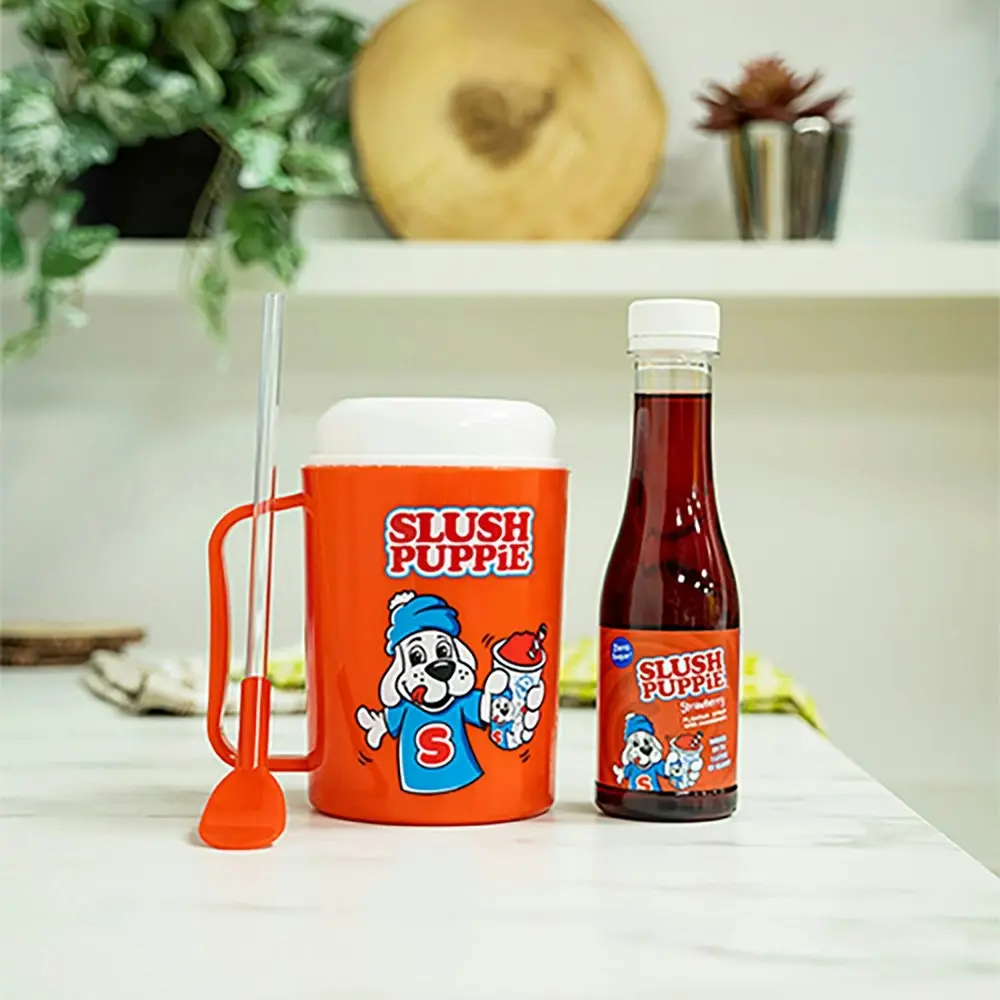 Fizz Creations Slush Puppie Making Cup & Strawberry Syrup Drink Maker Fun Set