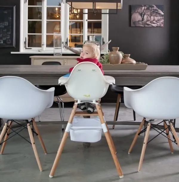 Childhome Evolu 2 High Chair Seat Feeding w/ Foot Rest Baby/Toddler 6m-6y White