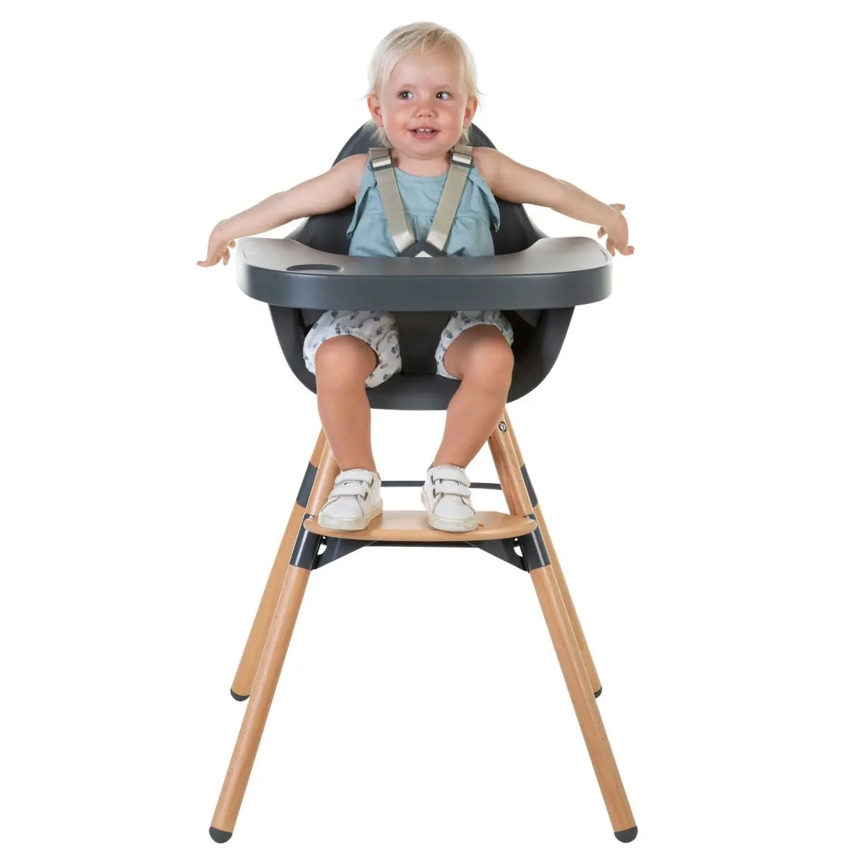 Childhome Evolu 2 High Chair Feeding w/ Foot Rest Baby/Toddler 6m-6y Anthracite