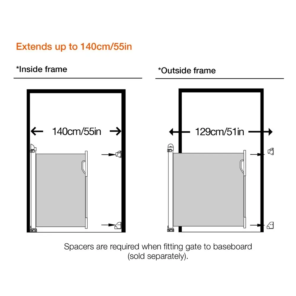 dreambaby Retractable Safety Gate Indoor/Outdoor Children/Kids/Pets Black