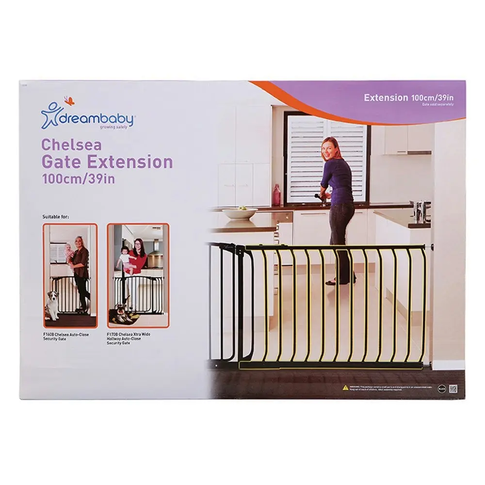 dreambaby 100cm Chelsea Extension For Baby/Kids Safety Gate Protection Black