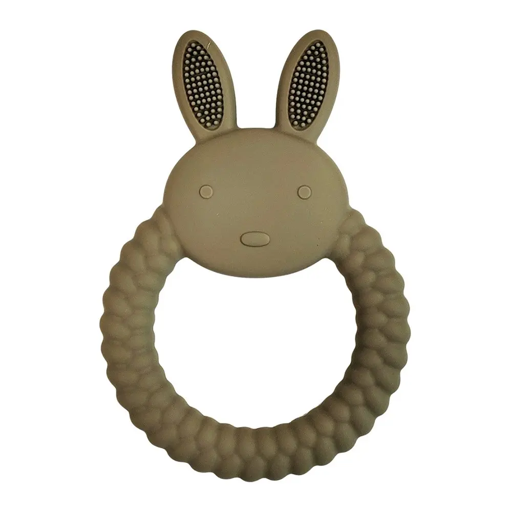 4x Urban Bunny 11cm Silicone Teether Ring Baby Teething Chew Toy Round Green