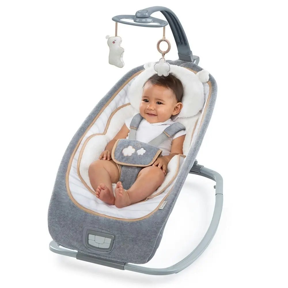 Ingenuity Boutique Rocking Seat/Chair Bouncer for Baby/Newborn Bella Teddy Grey