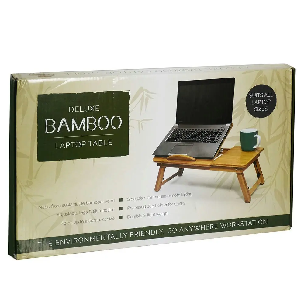 2PK Deluxe Bamboo Laptop Table/Portable Work Station/Desk/Tray Tilt/Foldable