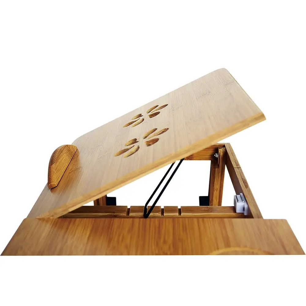 2PK Deluxe Bamboo Laptop Table/Portable Work Station/Desk/Tray Tilt/Foldable