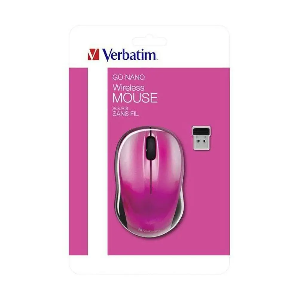 Verbatim Go Nano Wireless Bluetooth Light Weight Portable Battery Mouse Hot Pink