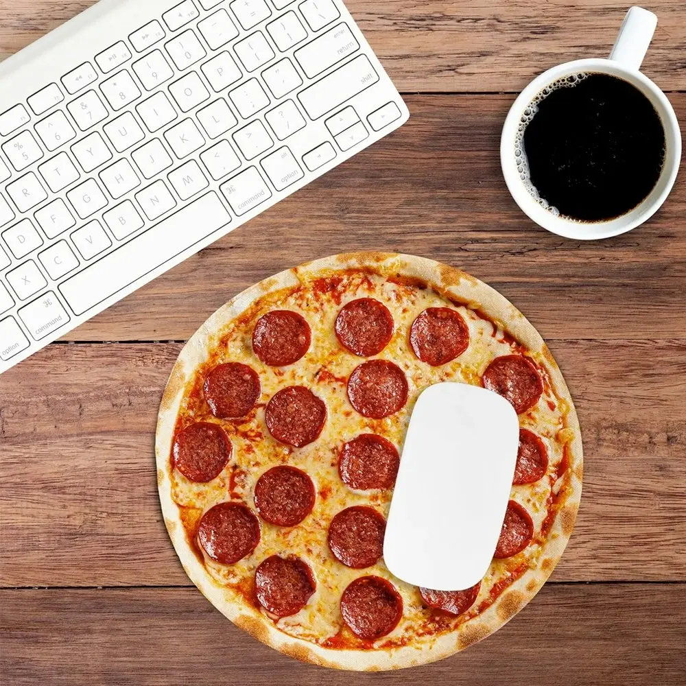 Mustard 21cm Non-Slip Waterproof Pizza Mouse Pad Mat Round For Laptop/Computer