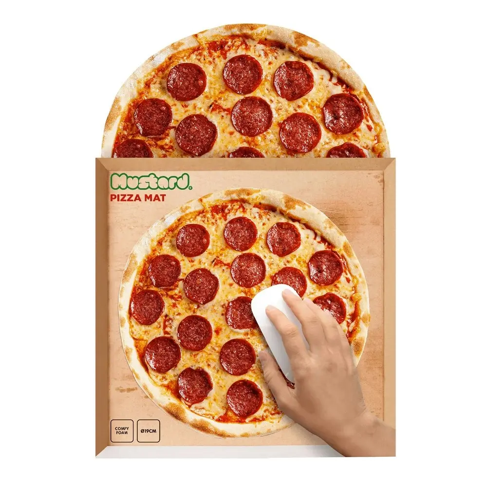 Mustard 21cm Non-Slip Waterproof Pizza Mouse Pad Mat Round For Laptop/Computer