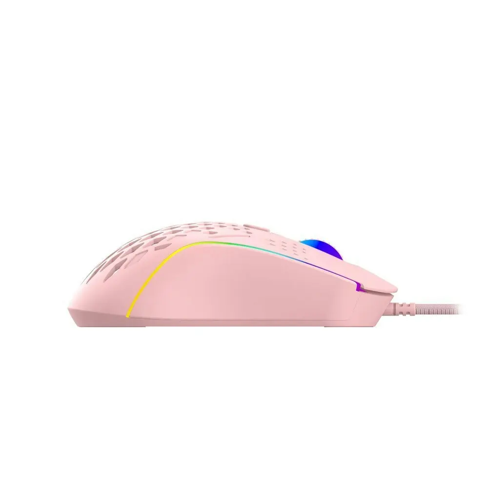 Laser Wired Gaming RGB LED Mouse 12800 DPI Optical For PC/Laptop Computer Pink