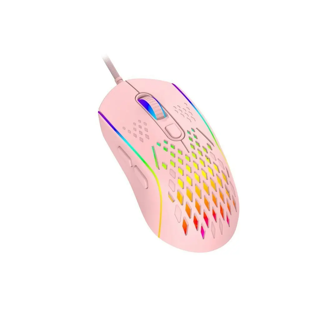 Laser Wired Gaming RGB LED Mouse 12800 DPI Optical For PC/Laptop Computer Pink