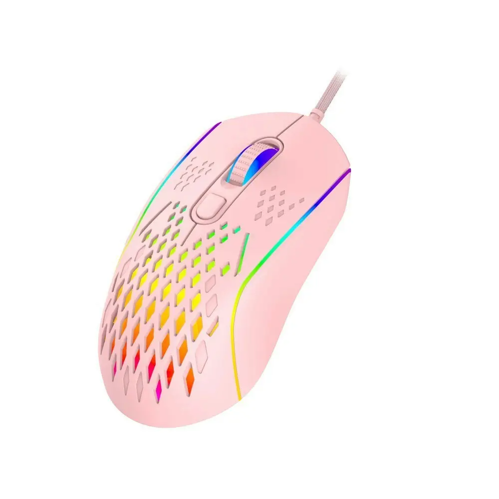 Laser Wired Gaming RGB LED Mouse 12800 DPI Optical For PC/Laptop Computer Pink