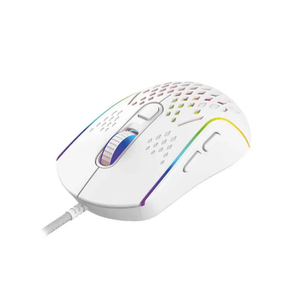 Laser Wired Gaming RGB LED Mouse 12800 DPI Optical For PC/Laptop Computer White