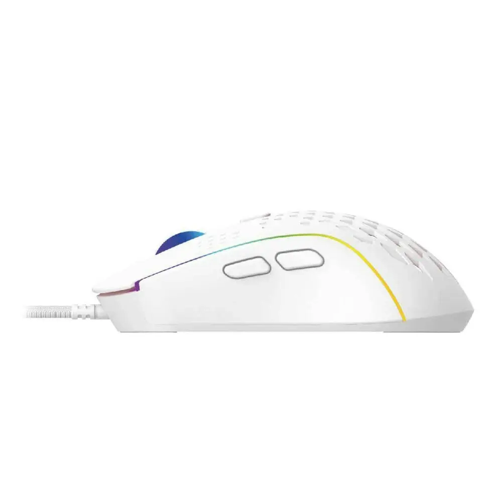 Laser Wired Gaming RGB LED Mouse 12800 DPI Optical For PC/Laptop Computer White