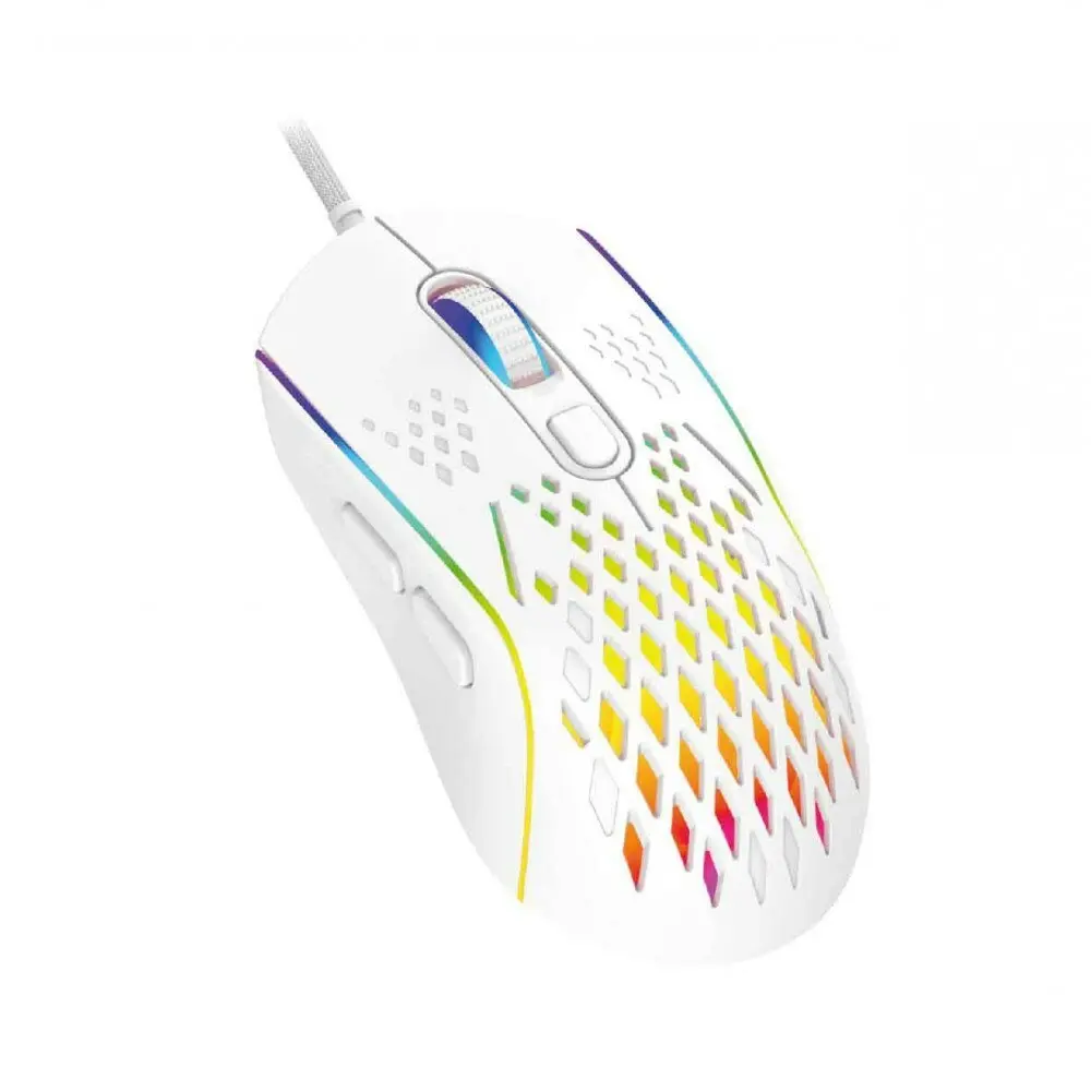 Laser Wired Gaming RGB LED Mouse 12800 DPI Optical For PC/Laptop Computer White