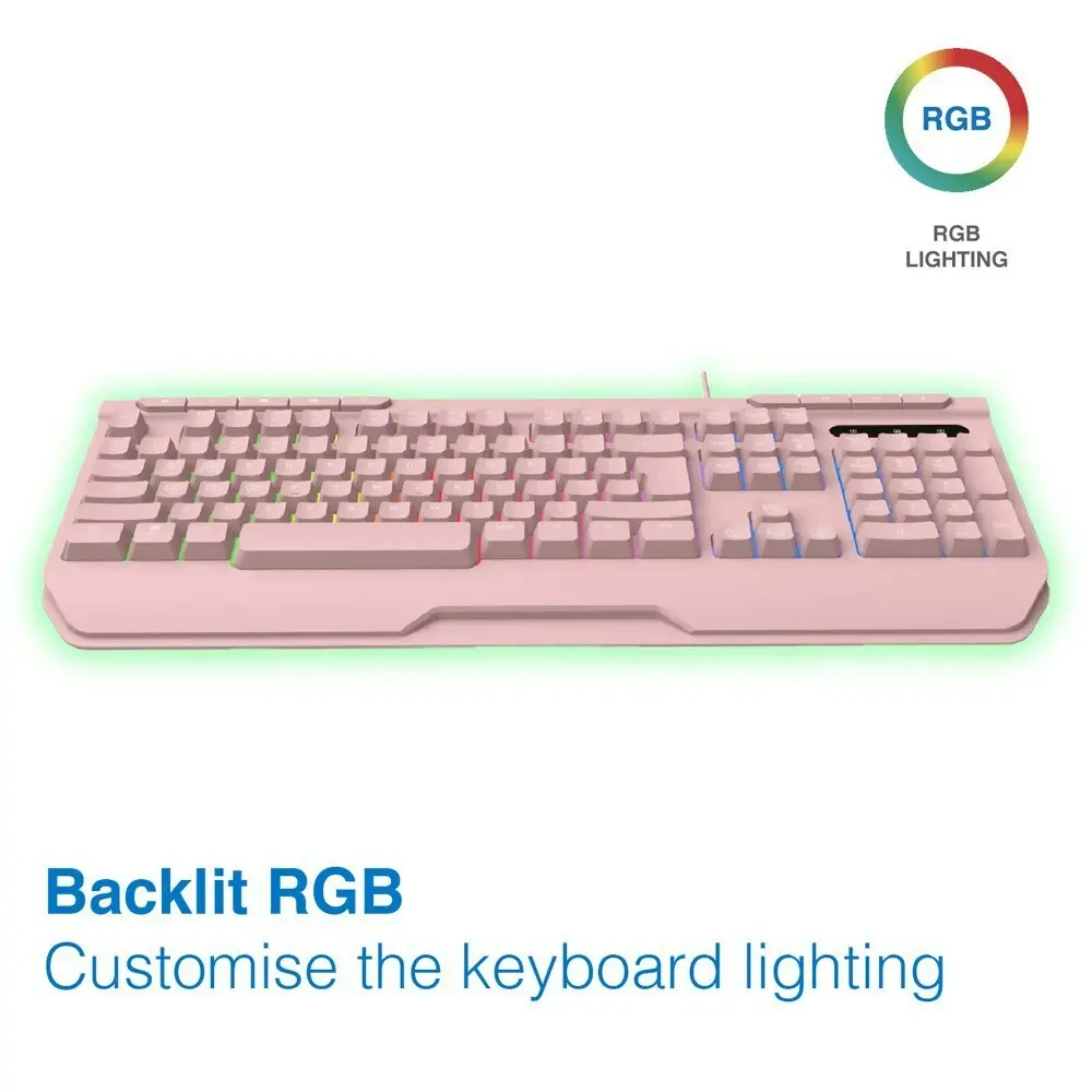 Laser Gaming LED Full Size Wired Keyboard MBK701 For PC/Laptop Computer Pink