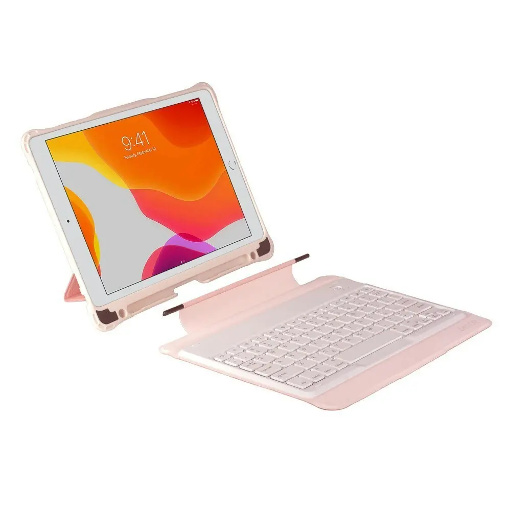 Laser Case Cover w/ Wireless Bluetooth Keyboard Detachable For iPad 10.2'' Pink