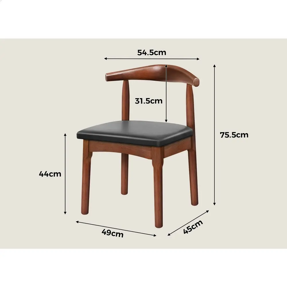 Alfordson 1x Dining Chair Retro Wood PU Leather Seat Dark Oak