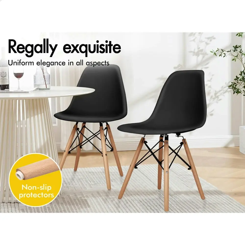 Alfordson 4x Dining Chairs Retro Solid Wood Steel Black